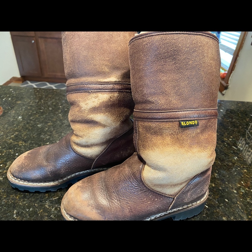 Brown Distressed Leather Mid Calf Blondo Boots
